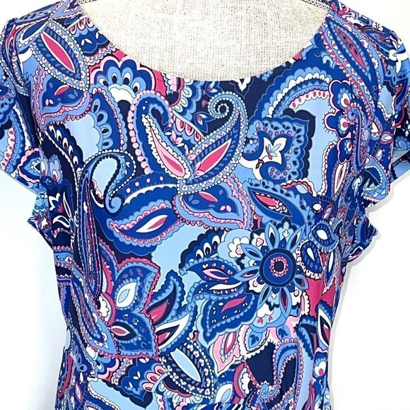 NWT Talbots Faux Wrap Paisley Jersey Shift  Dress Plus Petite Womens 1XP - Picture 3 of 8